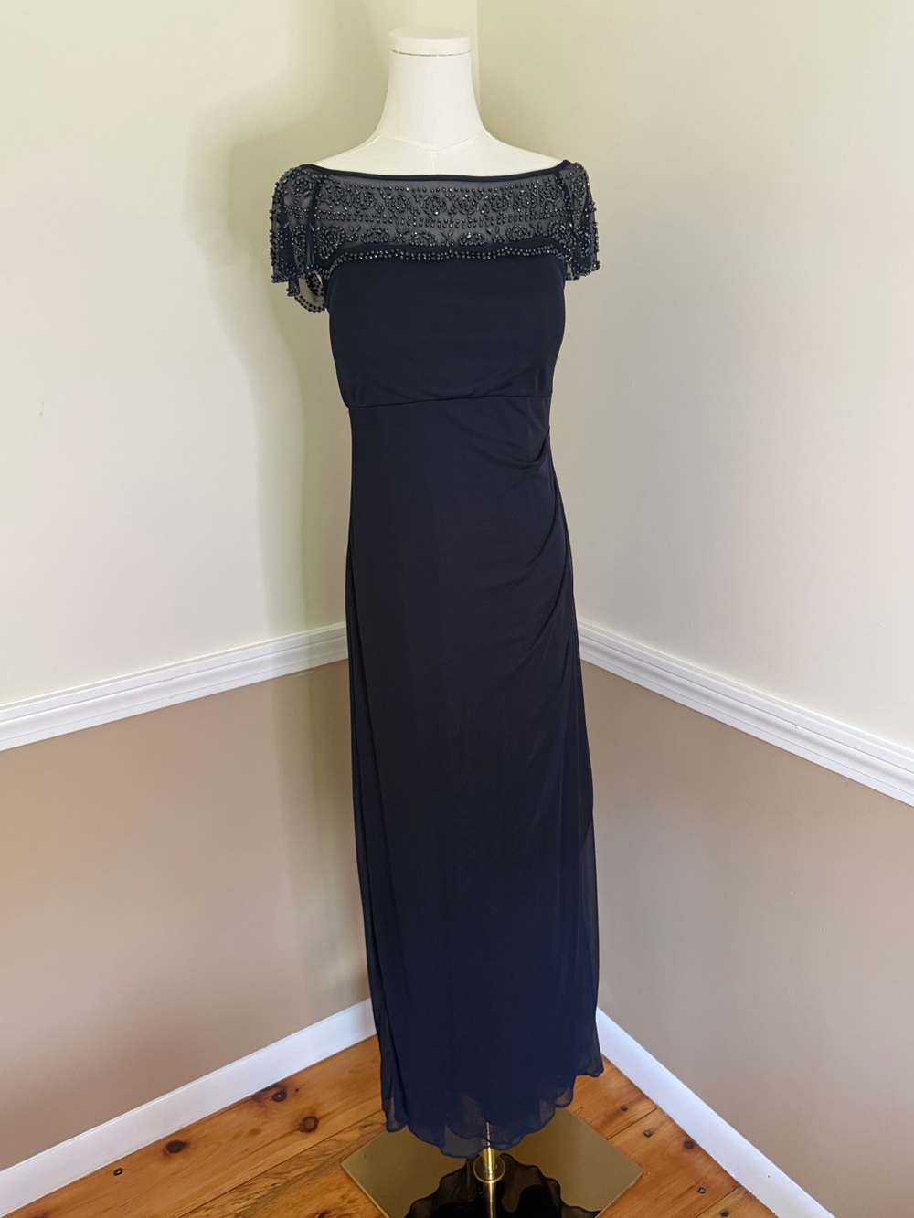 MSK navy One-Shoulder Beaded Evening Dress perfect for mother of bride/groom